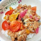 納豆の食べ方-トマト＆漬物三昧♪